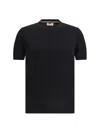 Brooksfield Ribbed-hem Knitted T-shirt In Black