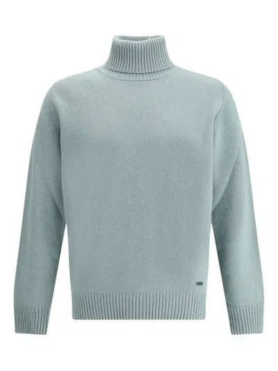 Brooksfield Turtleneck Ribbed-hem Sweater In Blue