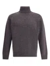Brooksfield Virgin Wool Turtleneck Sweater In Gray