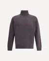 Brooksfield Virgin Wool Turtleneck Sweater In Gray