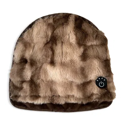 Brookstone Bubble Faux Fur Heated Foot Warmer In Brown