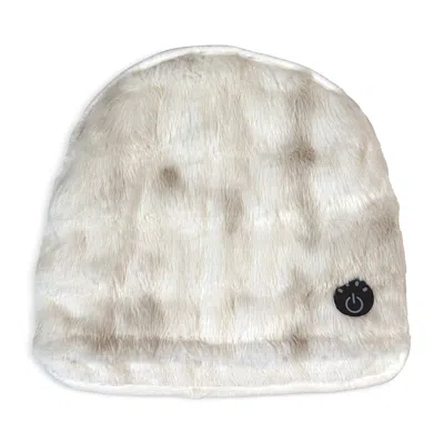 Brookstone Bubble Faux Fur Heated Foot Warmer In Neutral