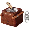 Brookstone Cigar Ashtray & Whiskey Tray Gift Set In Brown