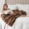 Brookstone Luxe Faux Fur Heated Throw Blanket - Exclusive In Brown