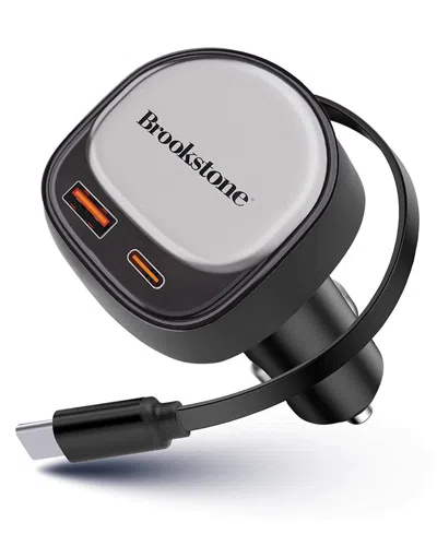 Brookstone Retractable 2-port Car Charger In Black