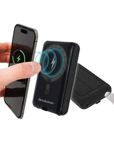 Brookstone Solar Powered 5000mah Power Bank In Black