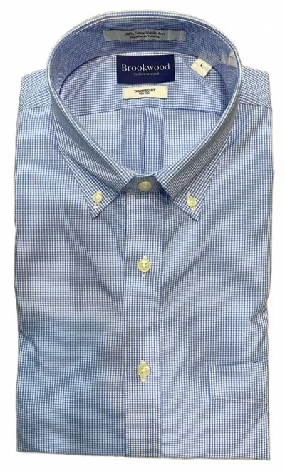 Brookwood Men's Blue Gingham Long Sleeve Shirt