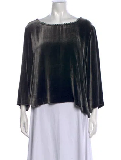 Pre-owned Brora Bateau Neckline Three-quarter Sleeve Top In Black