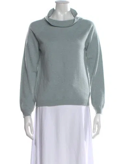 Pre-owned Brora Cashmere Cowl Neck Sweater In Blue