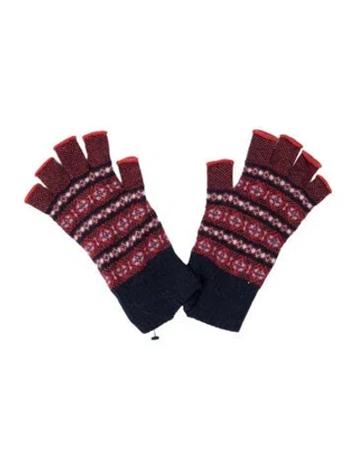 Pre-owned Brora Cashmere Fingerless Gloves In Red