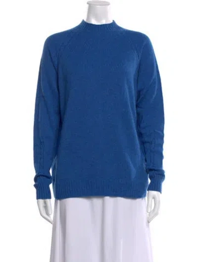 Pre-owned Brora Cashmere Mock Neck Sweater In Blue