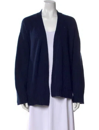 Pre-owned Brora Cashmere Open Front Sweater In Blue