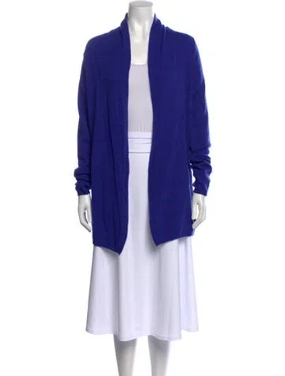 Pre-owned Brora Cashmere Open Front Sweater In Blue