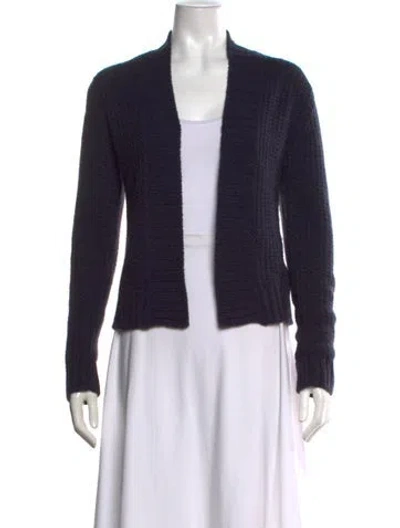 Pre-owned Brora Cashmere Open Front Sweater In Blue