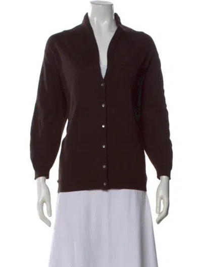 Pre-owned Brora Cashmere Open Front Sweater In Brown