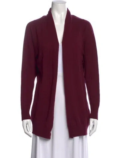 Pre-owned Brora Cashmere Open Front Sweater In Burgundy