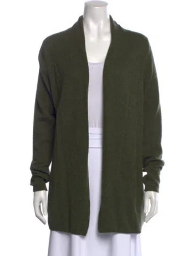Pre-owned Brora Cashmere Open Front Sweater In Green