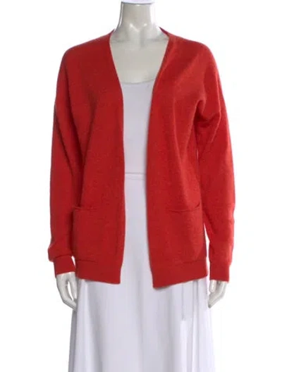 Pre-owned Brora Cashmere Open Front Sweater In Orange