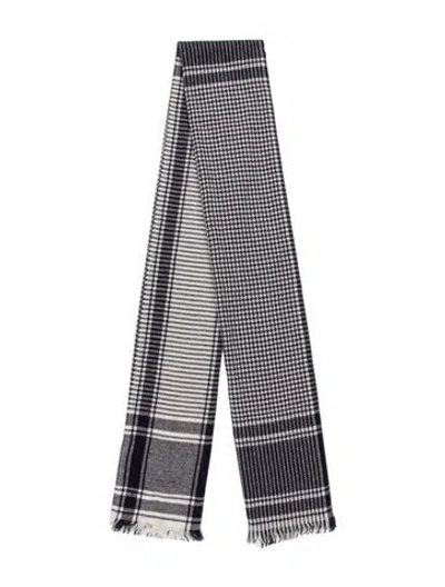 Pre-owned Brora Cashmere Plaid Print Scarf In Blue