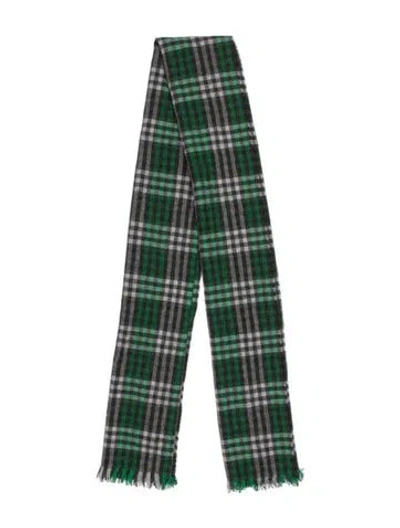 Pre-owned Brora Cashmere Plaid Print Scarf W/ Tags In Green