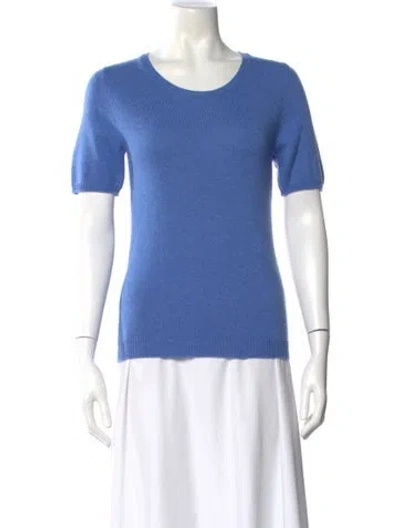 Pre-owned Brora Cashmere Scoop Neck Sweater In Blue