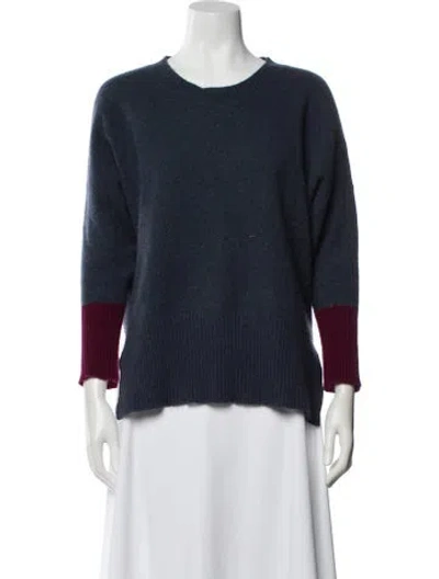 Pre-owned Brora Cashmere Scoop Neck Sweater In Blue
