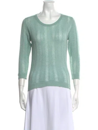 Pre-owned Brora Cashmere Scoop Neck Sweater In Green