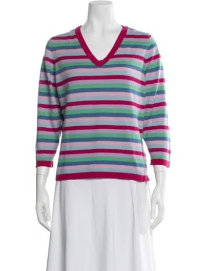 Pre-owned Brora Cashmere Striped Sweater In Pink