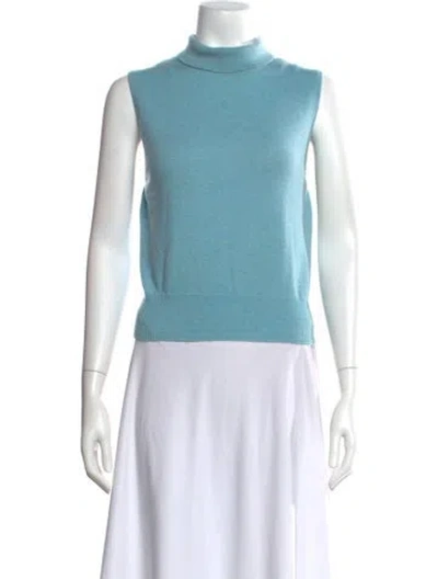 Pre-owned Brora Cashmere Turtleneck Sweater In Blue