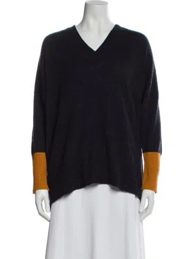 Pre-owned Brora Cashmere V-neck Sweater In Blue
