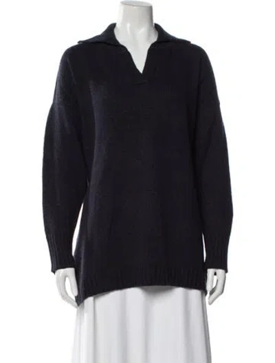 Pre-owned Brora Cashmere V-neck Sweater In Blue