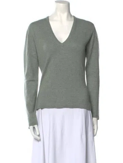 Pre-owned Brora Cashmere V-neck Sweater In Gray