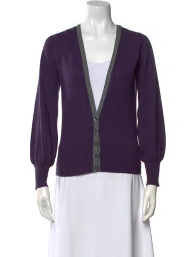 Pre-owned Brora Cashmere V-neck Sweater In Purple