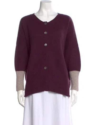 Pre-owned Brora Cashmere V-neck Sweater In Purple