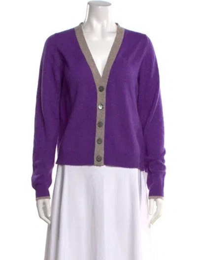 Pre-owned Brora Cashmere V-neck Sweater In Purple