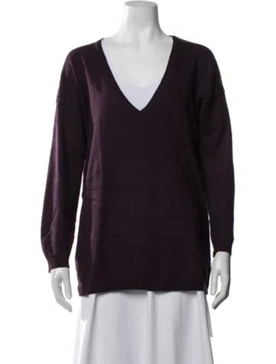 Pre-owned Brora Cashmere V-neck Sweater In Purple