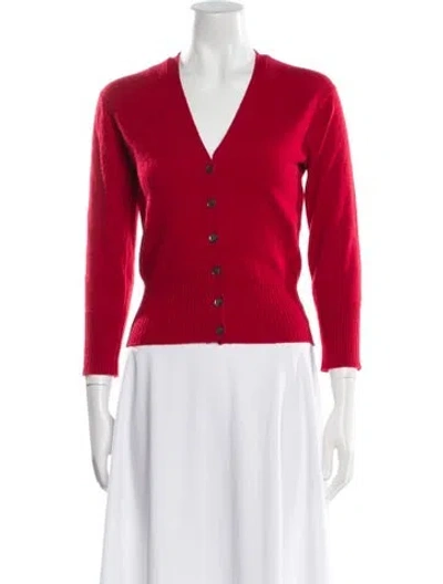 Pre-owned Brora Cashmere V-neck Sweater In Red