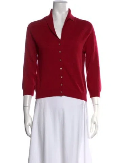 Pre-owned Brora Cashmere V-neck Sweater In Red