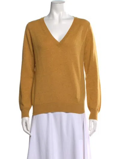 Pre-owned Brora Cashmere V-neck Sweater In Yellow