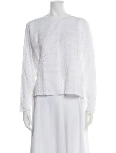 Pre-owned Brora Crew Neck Long Sleeve Top In White