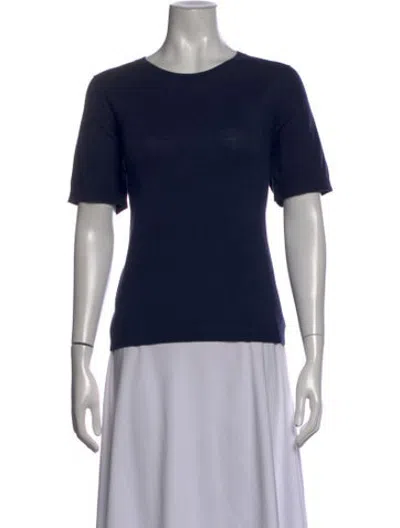 Pre-owned Brora Crew Neck Short Sleeve Top In Blue