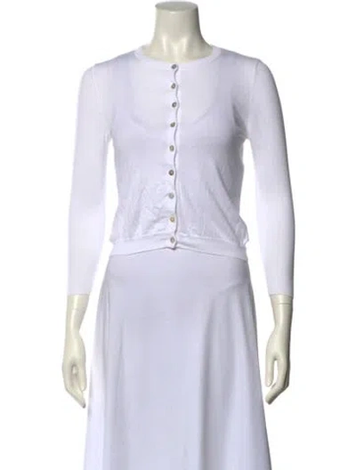 Pre-owned Brora Crew Neck Sweater In White