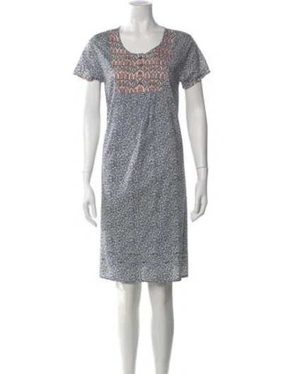Pre-owned Brora Floral Print Knee-length Dress In Blue