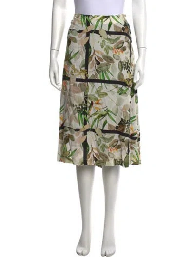 Pre-owned Brora Floral Print Knee-length Skirt In Green