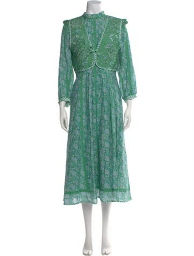 Pre-owned Brora Floral Print Long Dress In Multi