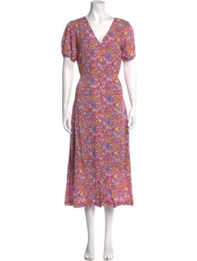 Pre-owned Brora Floral Print Long Dress In Pink