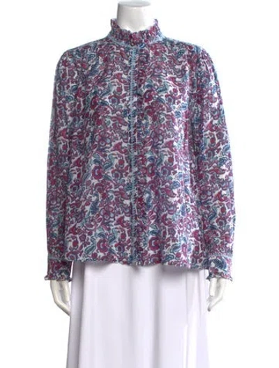 Pre-owned Brora Floral Print Long Sleeve Blouse In Multi