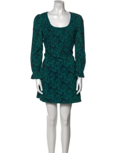 Pre-owned Brora Floral Print Mini Dress In Green
