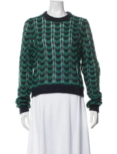 Pre-owned Brora Kid Mohair Patterned Sweater In Green