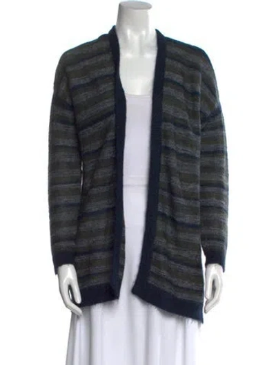 Pre-owned Brora Kid Mohair Striped Sweater In Blue